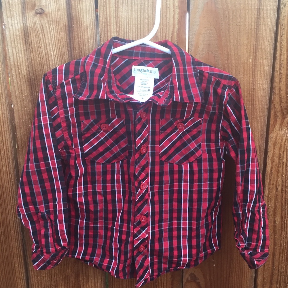 Boys red and black flannel shirt. EUC.